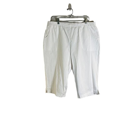 DENIM & Co. Women's White Waist Stretch Crop Pants with Side Pockets Size 1X - Picture 1 of 11